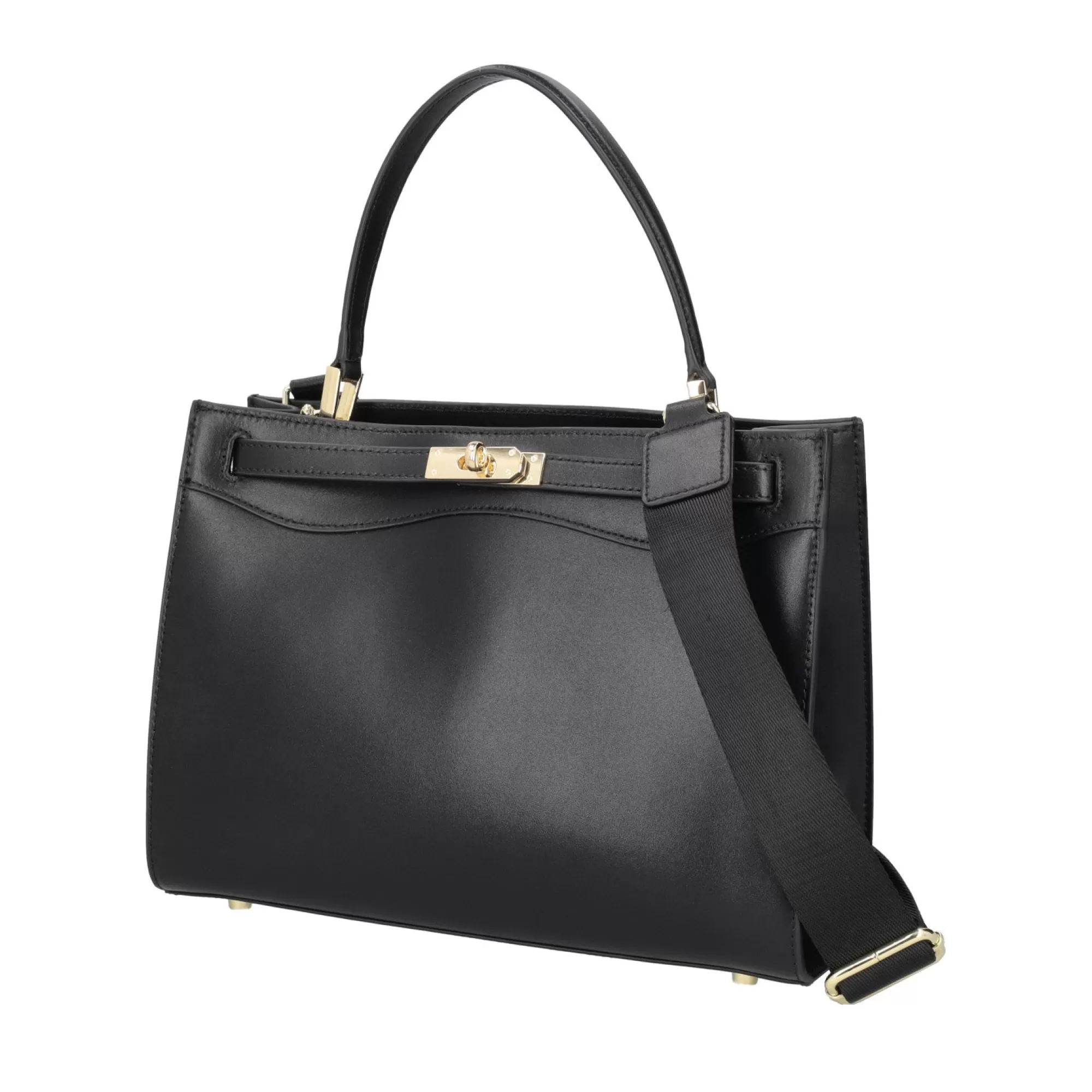 Borse A Mano*Tosca Blu Borsa A Mano "Caffe" Nera In 100% Pelle Liscia Nero