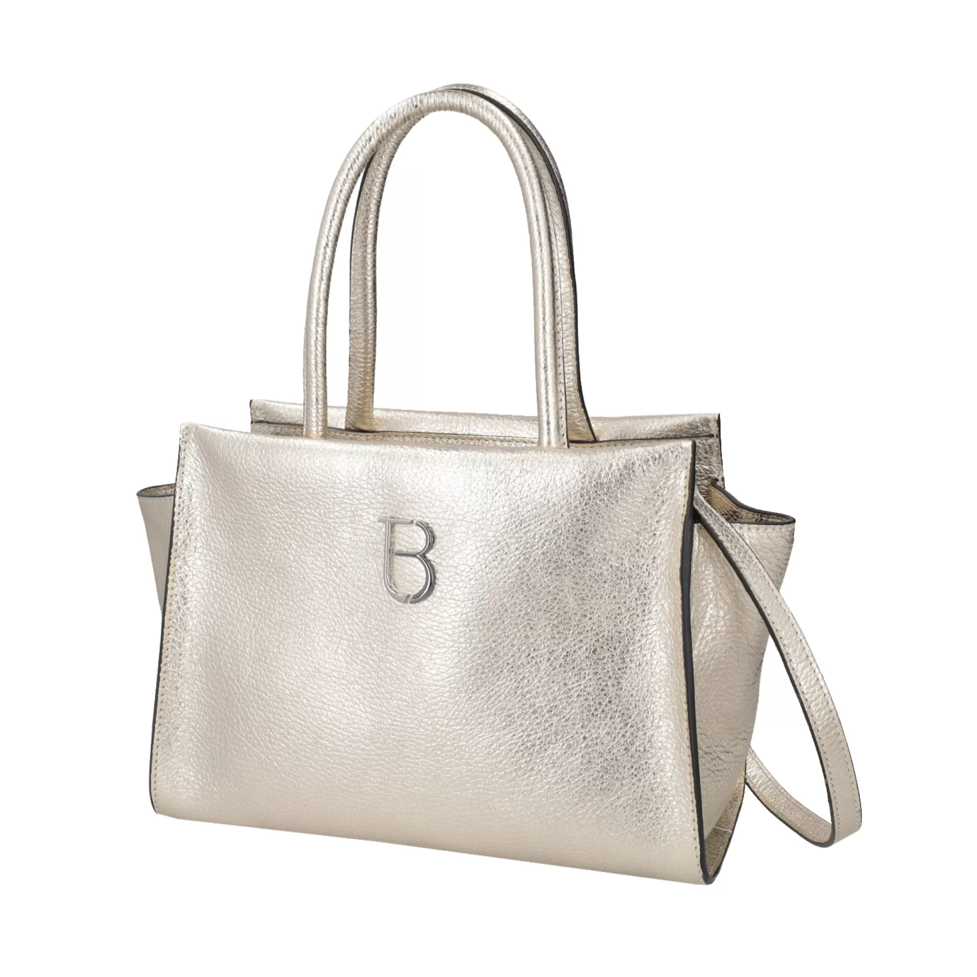 Borse A Mano*Tosca Blu Borsa A Mano "Strudel" In 100% Pelle Bottalata Color Oro