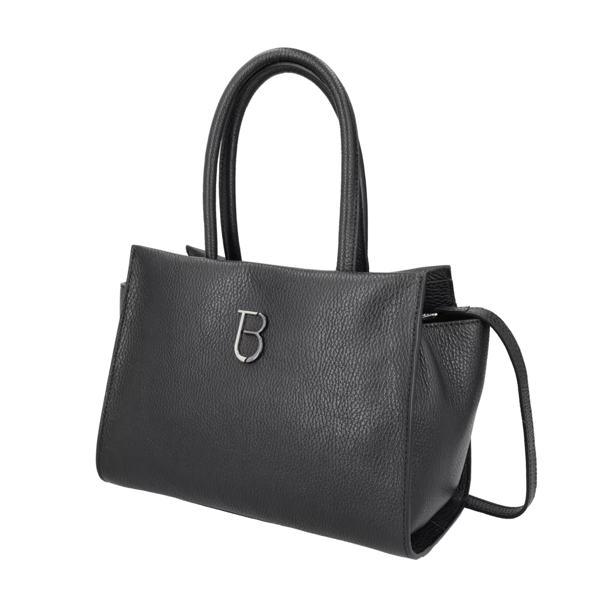 Borse A Mano*Tosca Blu Borsa A Mano "Strudel" Nera In 100% Pelle Bottalata Nero