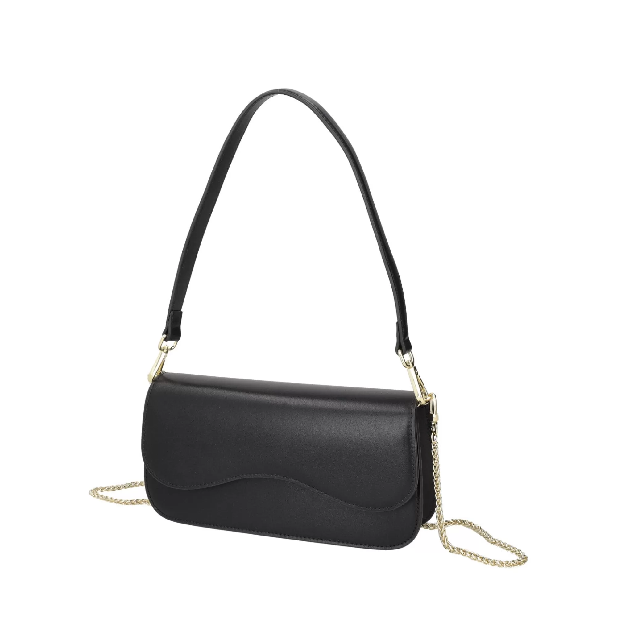 Borse A Tracolla*Tosca Blu Borsa A Tracolla "Caffe" Nera In 100% Pelle Liscia Nero