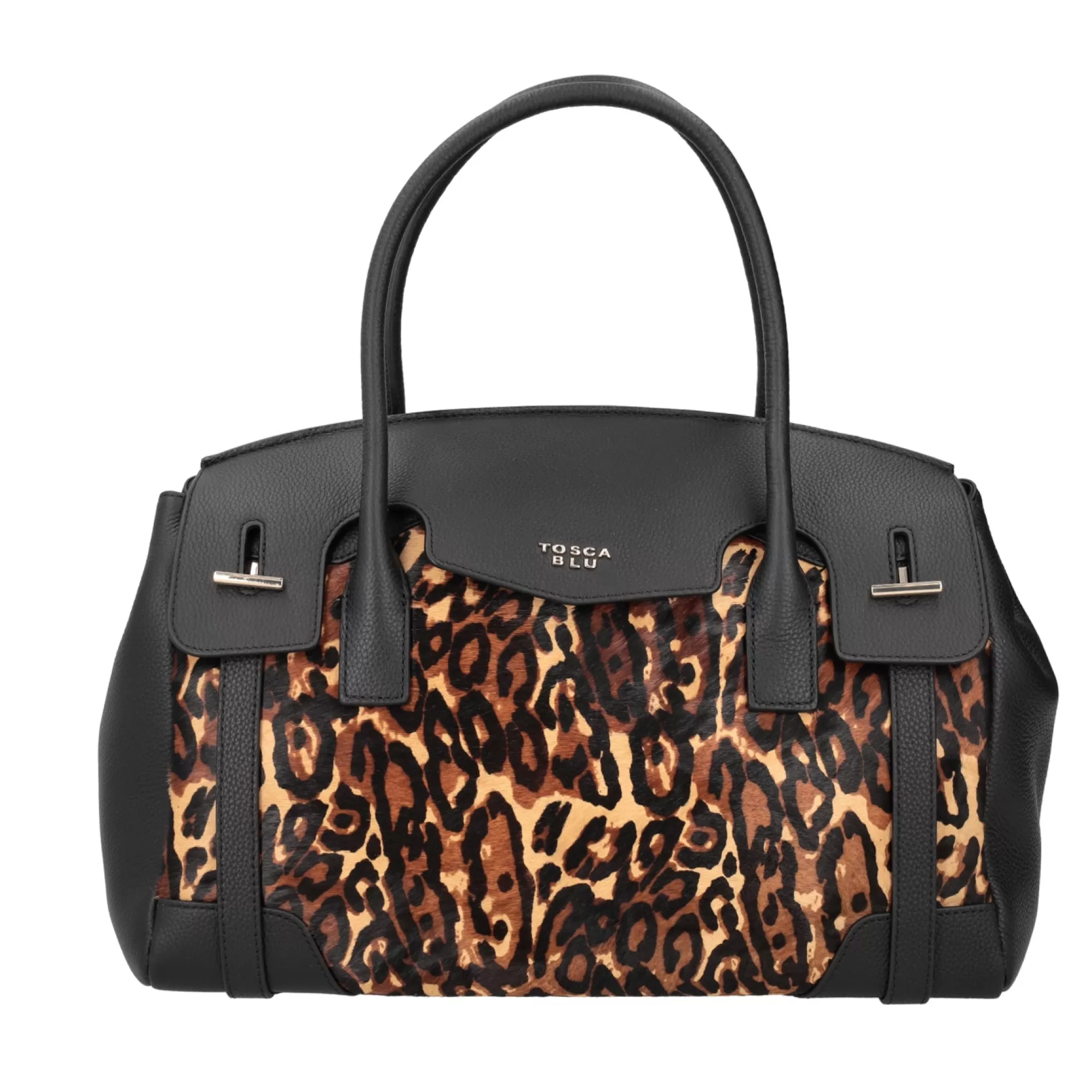 Borse A Mano*Tosca Blu Borsa Grande "Meringa" In Pelle Con Stampa Animalier Marrone