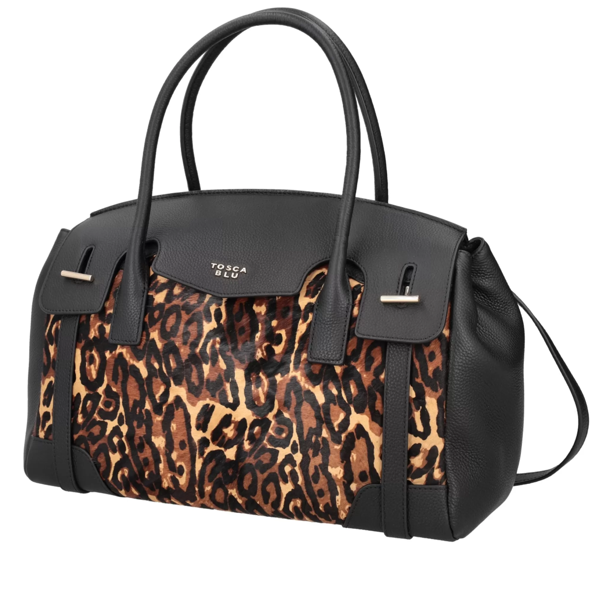 Borse A Mano*Tosca Blu Borsa Grande "Meringa" In Pelle Con Stampa Animalier Marrone