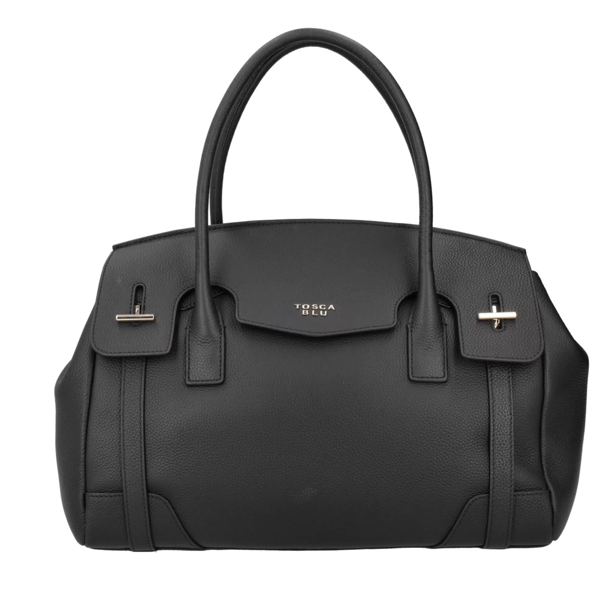 Borse A Mano*Tosca Blu Borsa Grande "Meringa" Nera In 100% Pelle Bottalata Nero