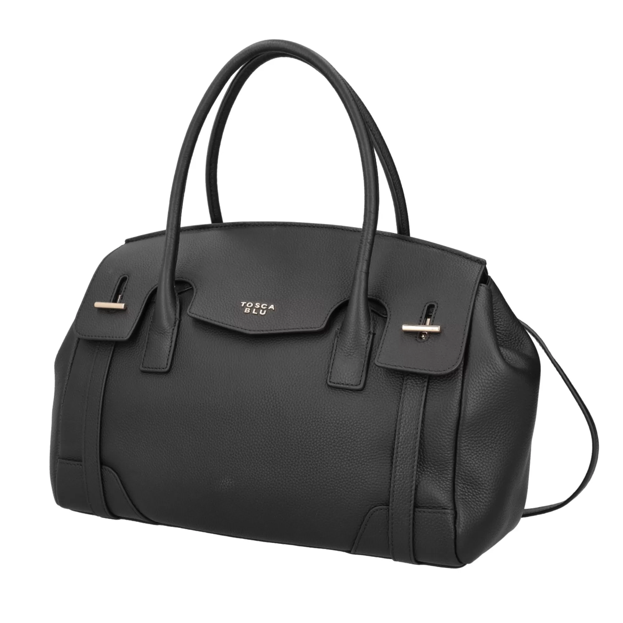 Borse A Mano*Tosca Blu Borsa Grande "Meringa" Nera In 100% Pelle Bottalata Nero