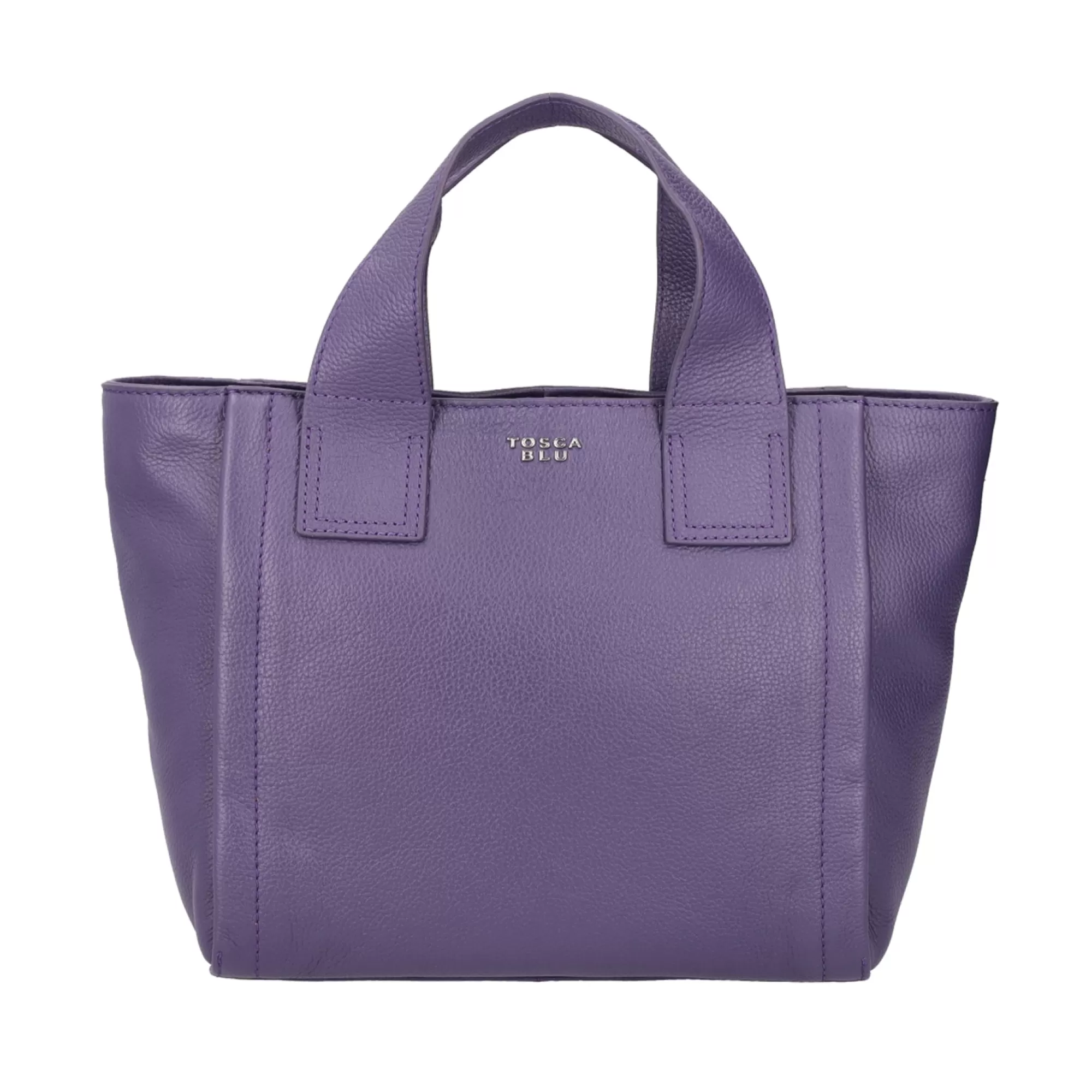 Borse A Mano*Tosca Blu Borsa Media "Frappe" In 100% Pelle Bottalata Viola