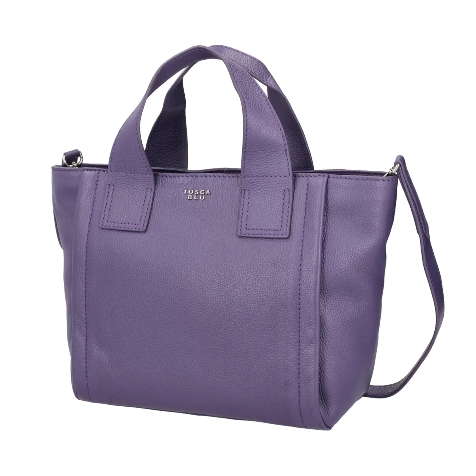 Borse A Mano*Tosca Blu Borsa Media "Frappe" In 100% Pelle Bottalata Viola