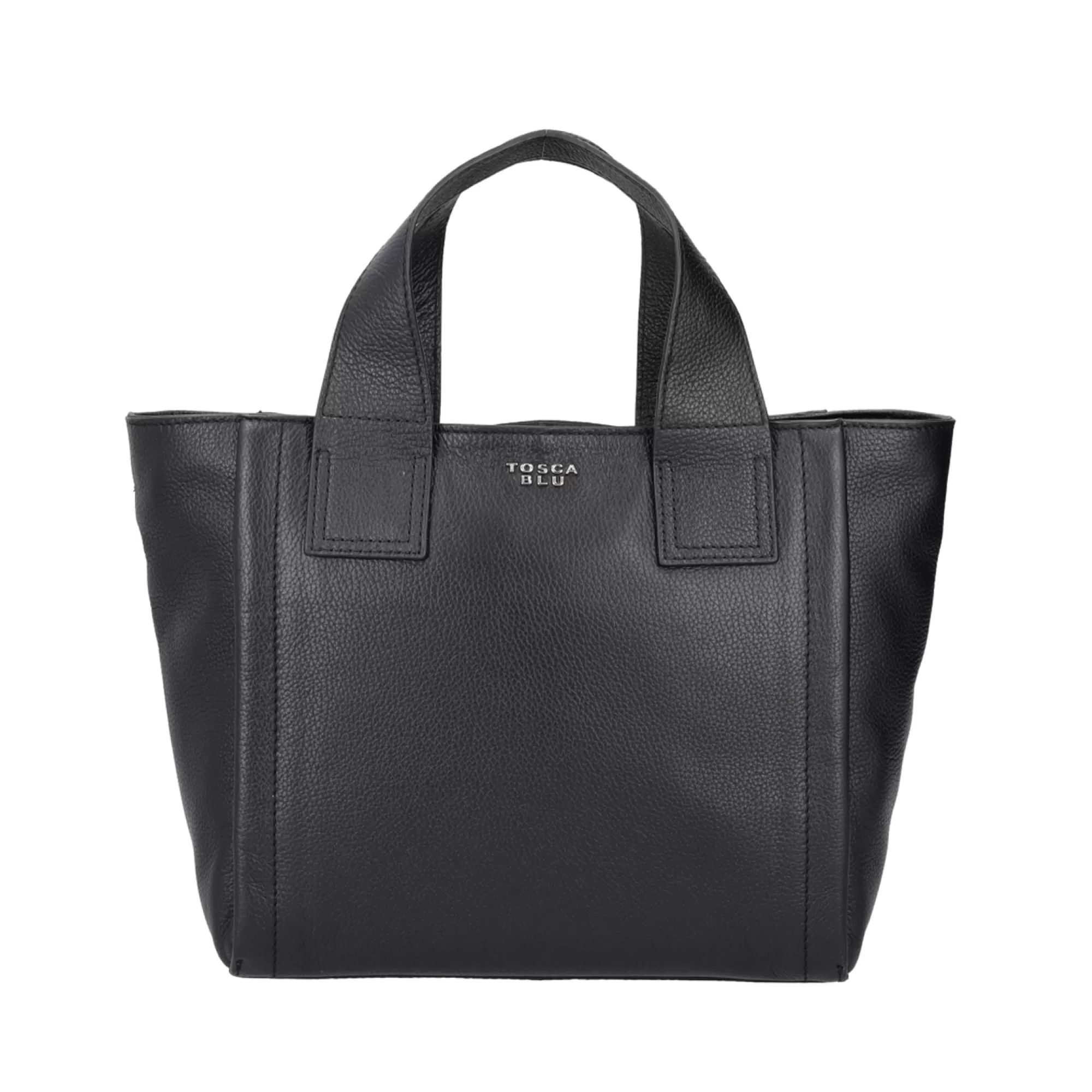 Borse A Mano*Tosca Blu Borsa Media Frappe Nera In 100% Pelle Bottalata Nero