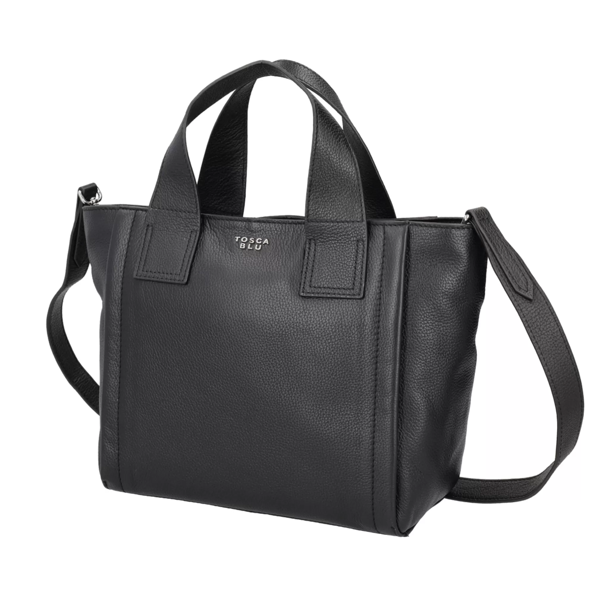 Borse A Mano*Tosca Blu Borsa Media Frappe Nera In 100% Pelle Bottalata Nero