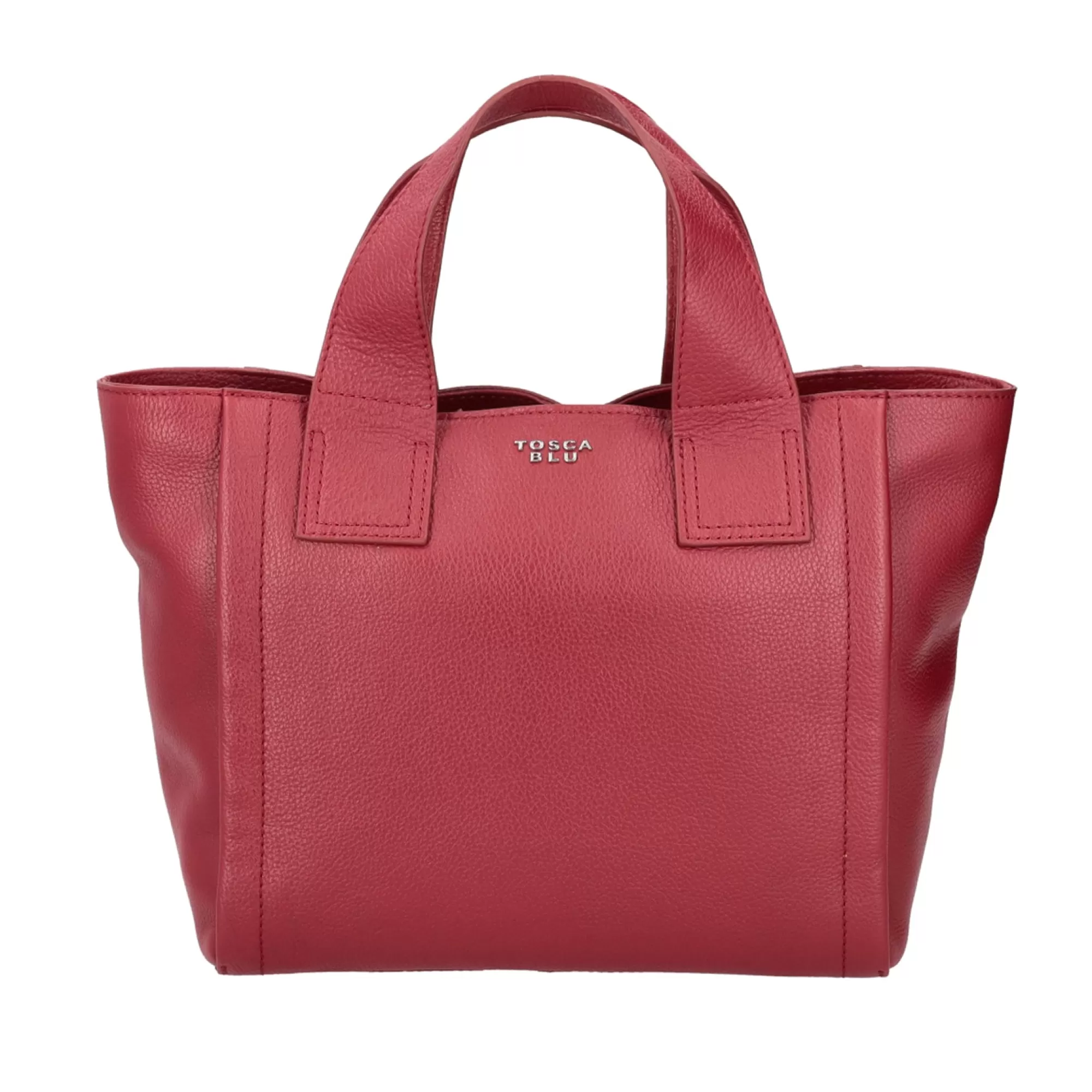 Borse A Mano*Tosca Blu Borsa Media Frappe Scuro In 100% Pelle Bottalata Rosso