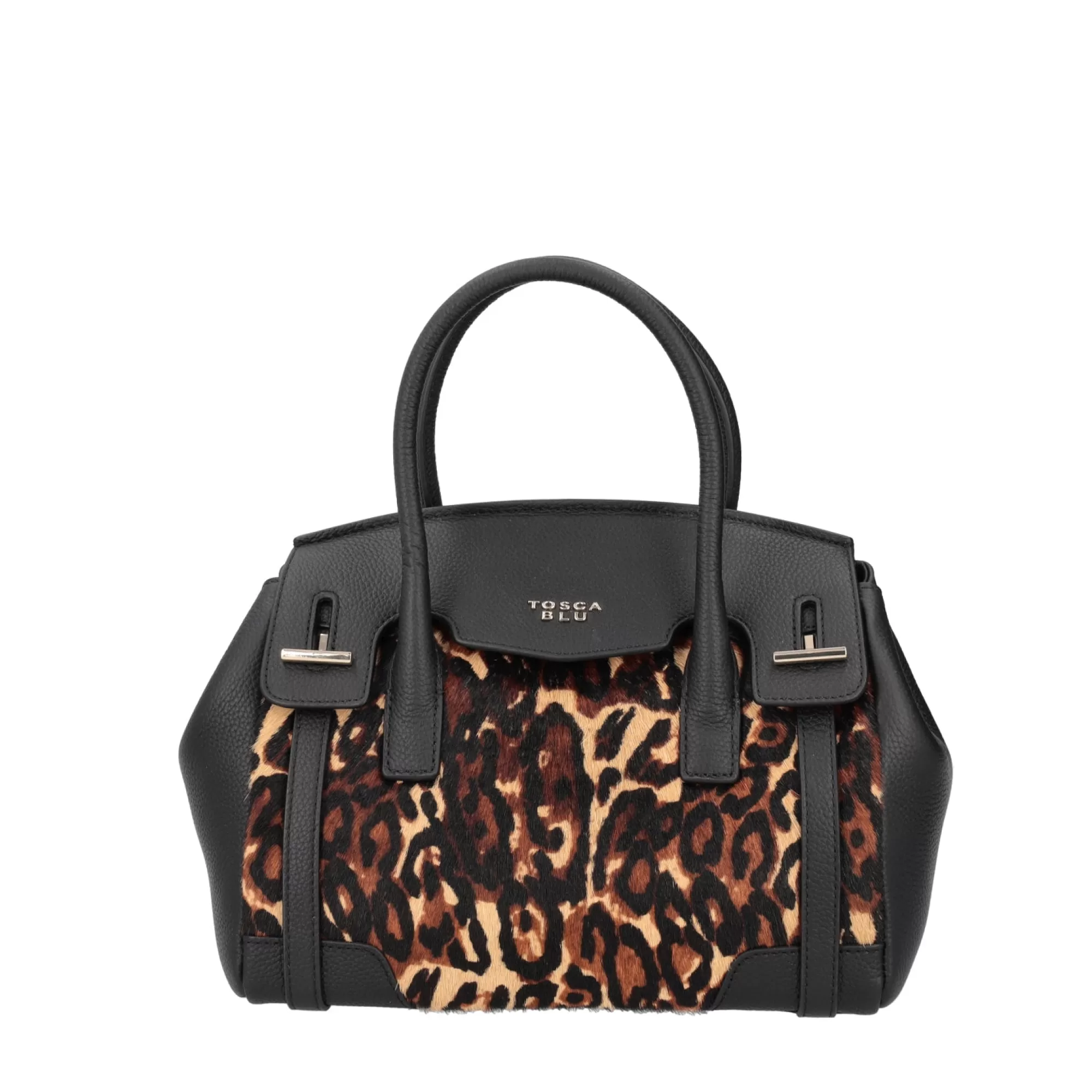 Borse A Mano*Tosca Blu Borsa Media "Meringa" In Pelle Con Stampa Animalier Marrone