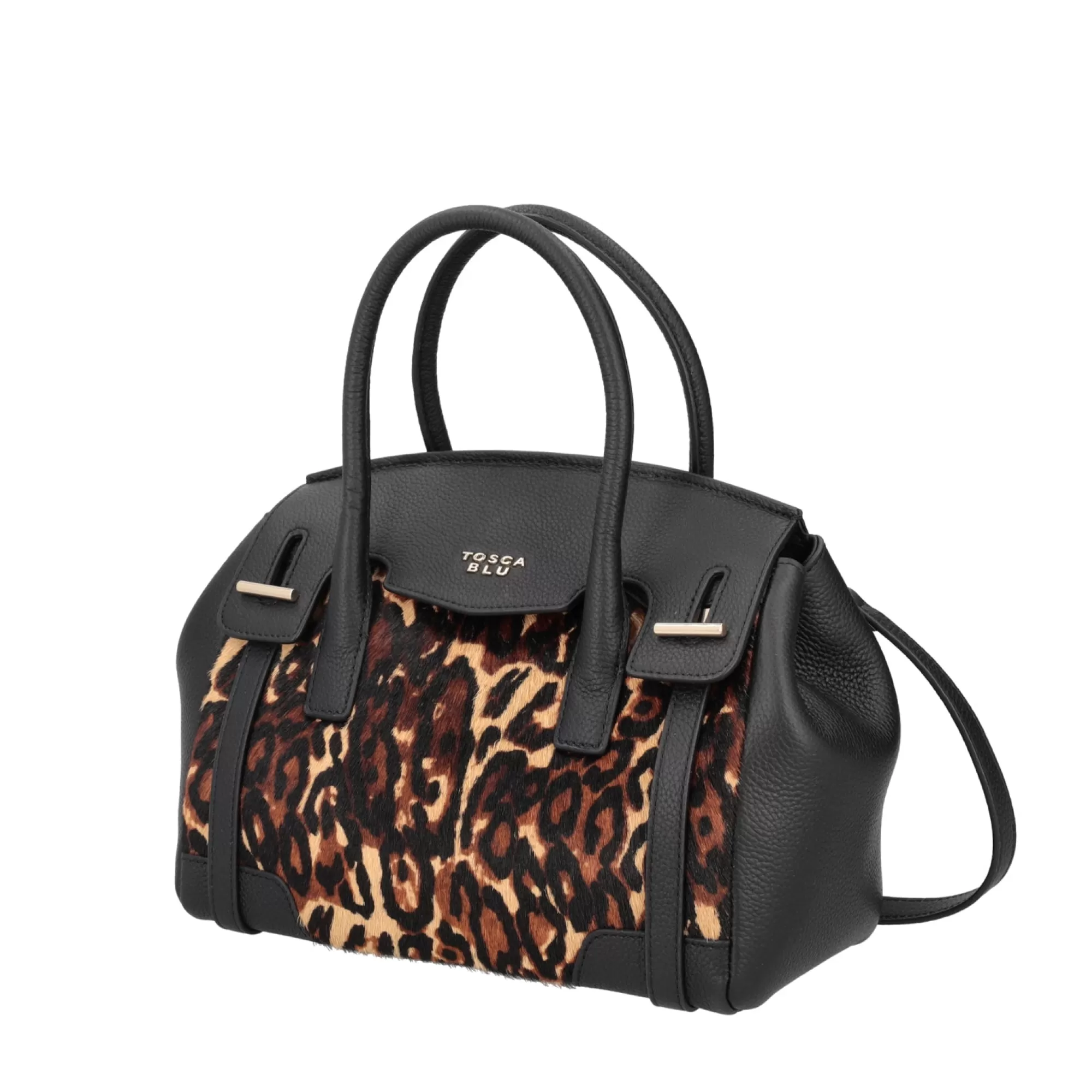 Borse A Mano*Tosca Blu Borsa Media "Meringa" In Pelle Con Stampa Animalier Marrone