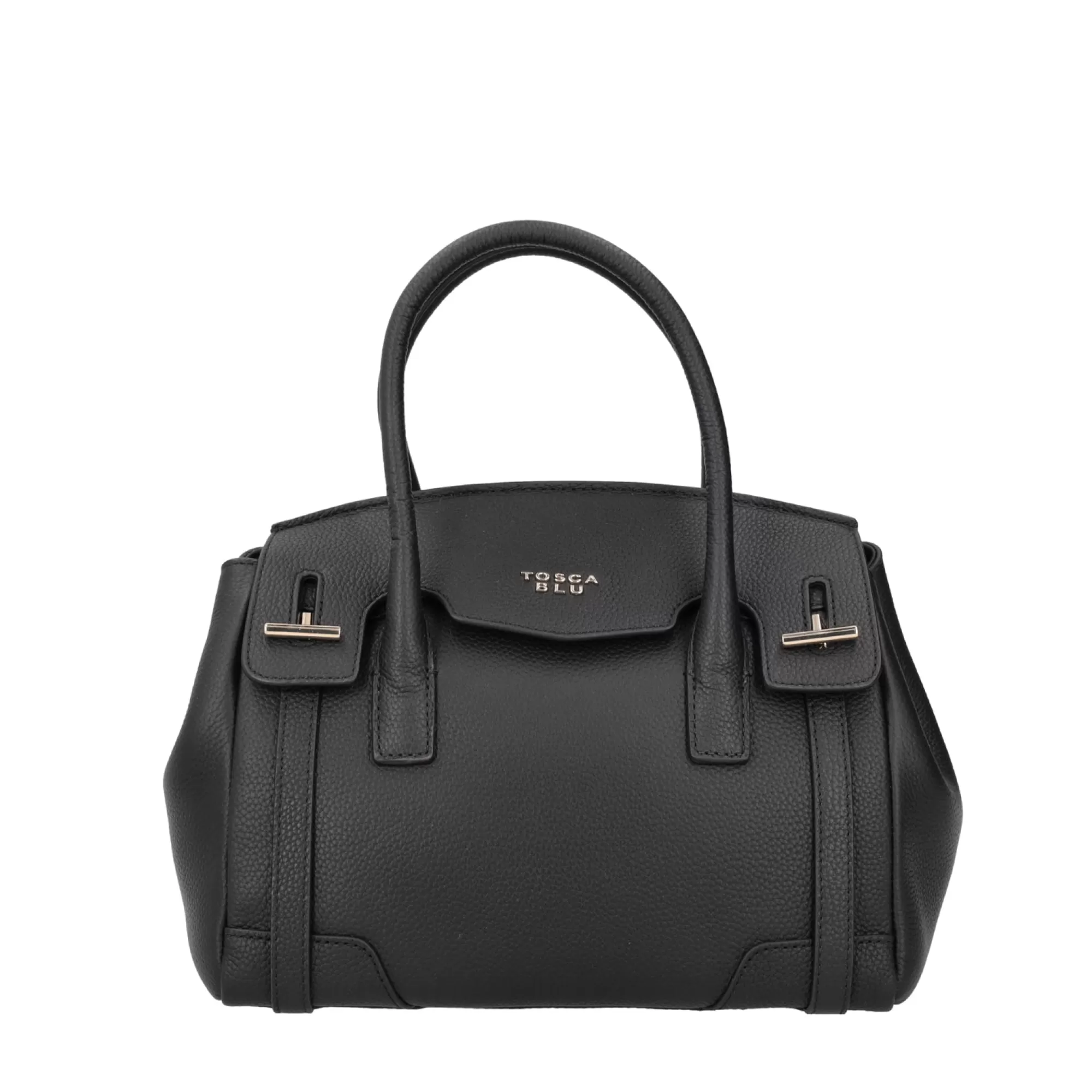 Borse A Mano*Tosca Blu Borsa Media "Meringa" Nera In 100% Pelle Bottalata Nero