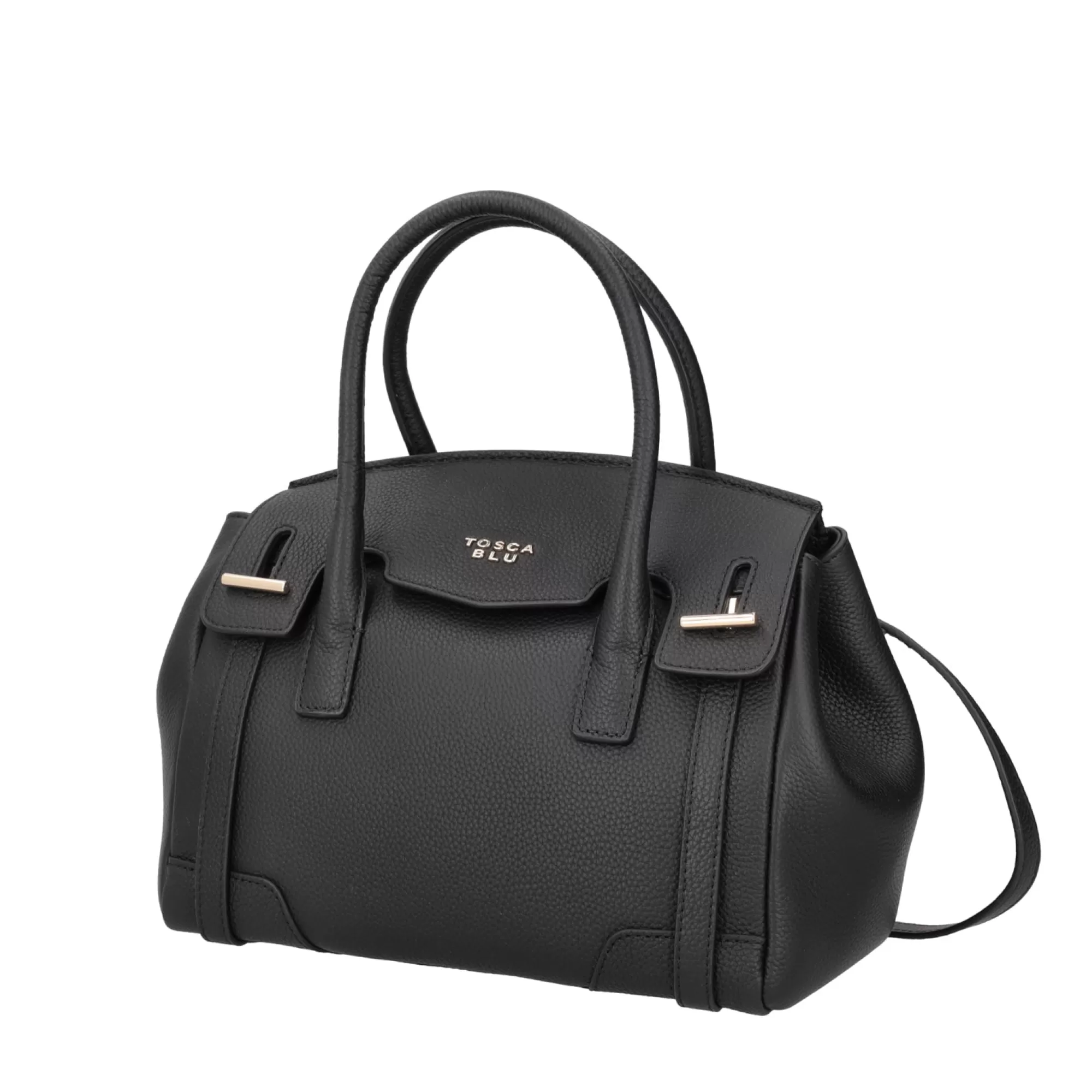 Borse A Mano*Tosca Blu Borsa Media "Meringa" Nera In 100% Pelle Bottalata Nero