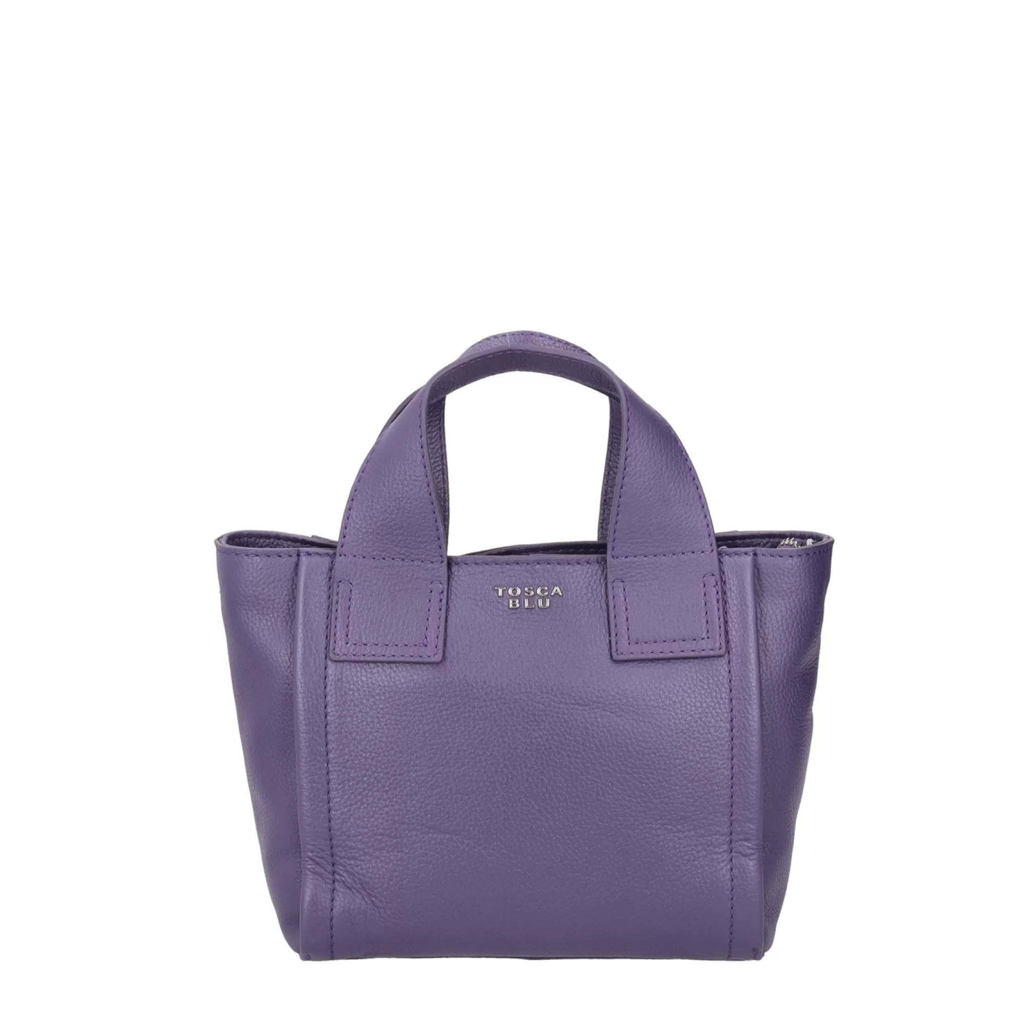 Borse A Mano*Tosca Blu Borsa Piccola "Frappe" In 100% Pelle Bottalata Viola