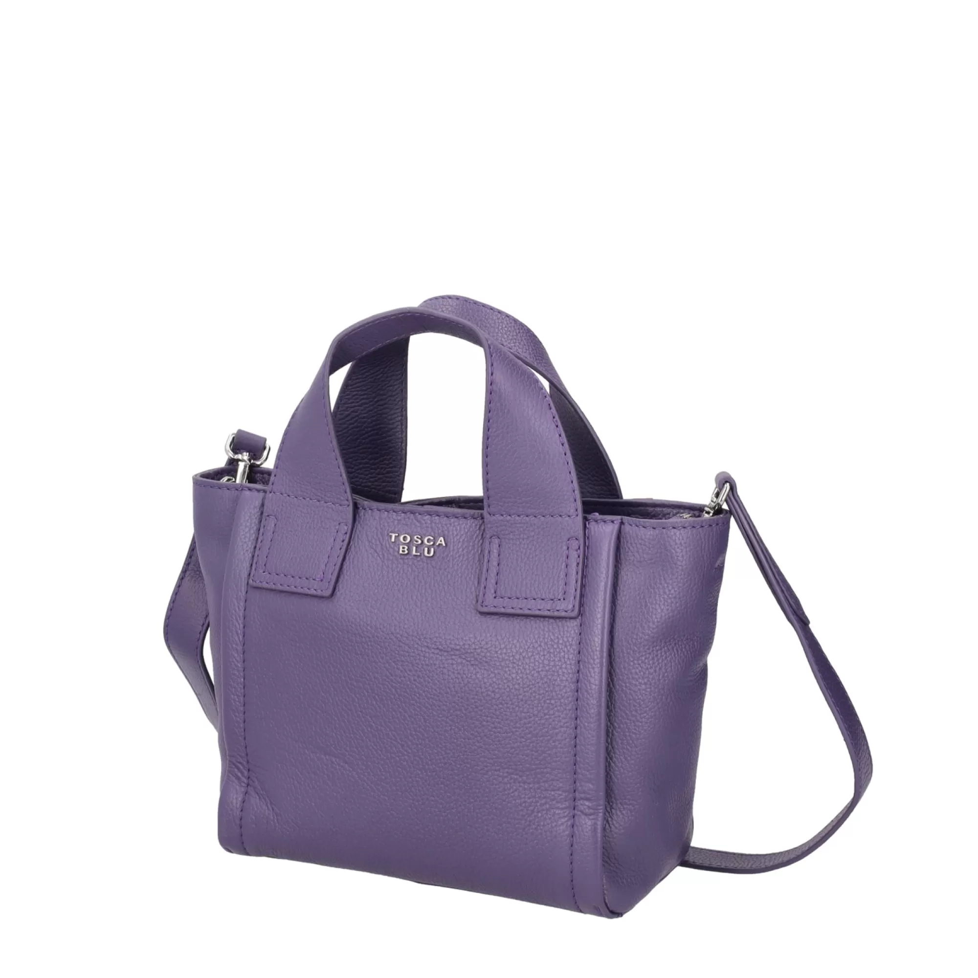 Borse A Mano*Tosca Blu Borsa Piccola "Frappe" In 100% Pelle Bottalata Viola