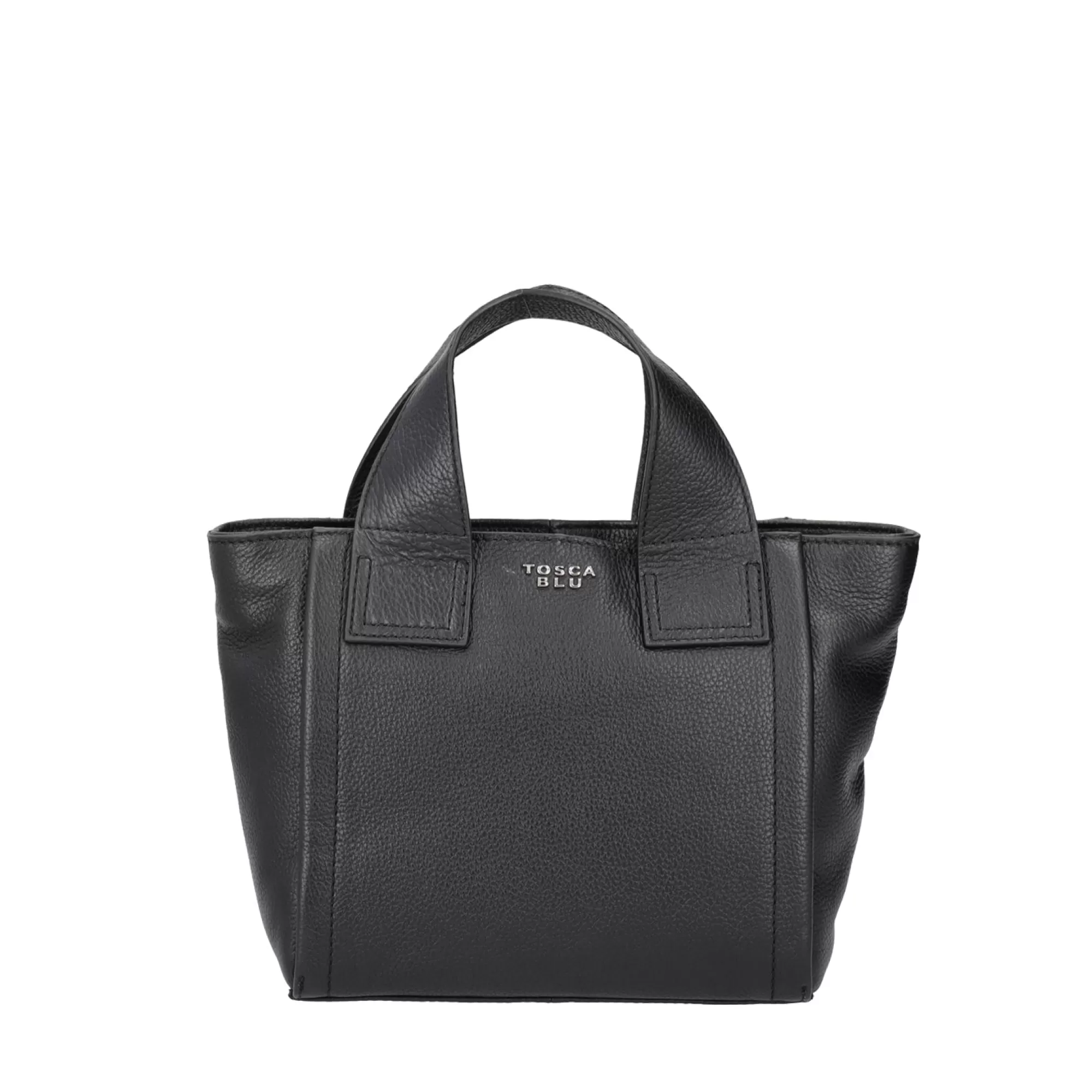 Borse A Mano*Tosca Blu Borsa Piccola "Frappe" Nera In 100% Pelle Bottalata Nero