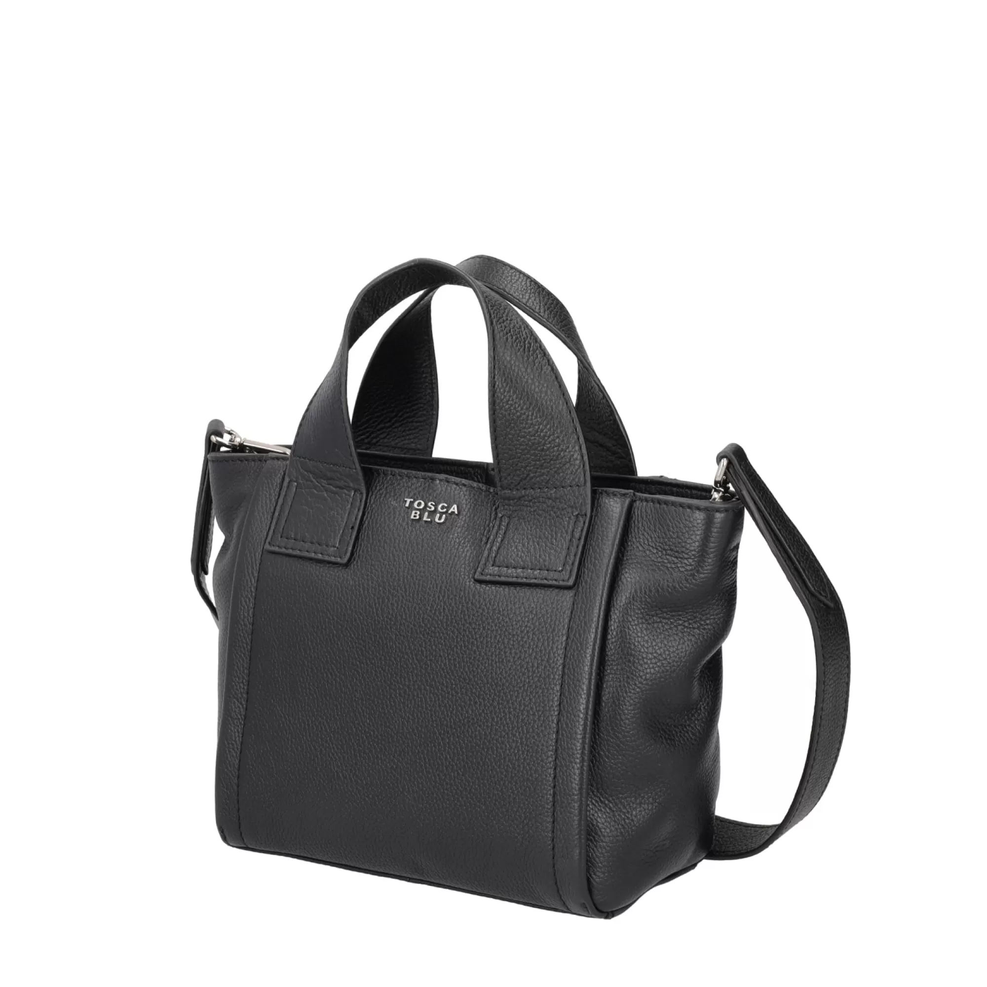 Borse A Mano*Tosca Blu Borsa Piccola "Frappe" Nera In 100% Pelle Bottalata Nero