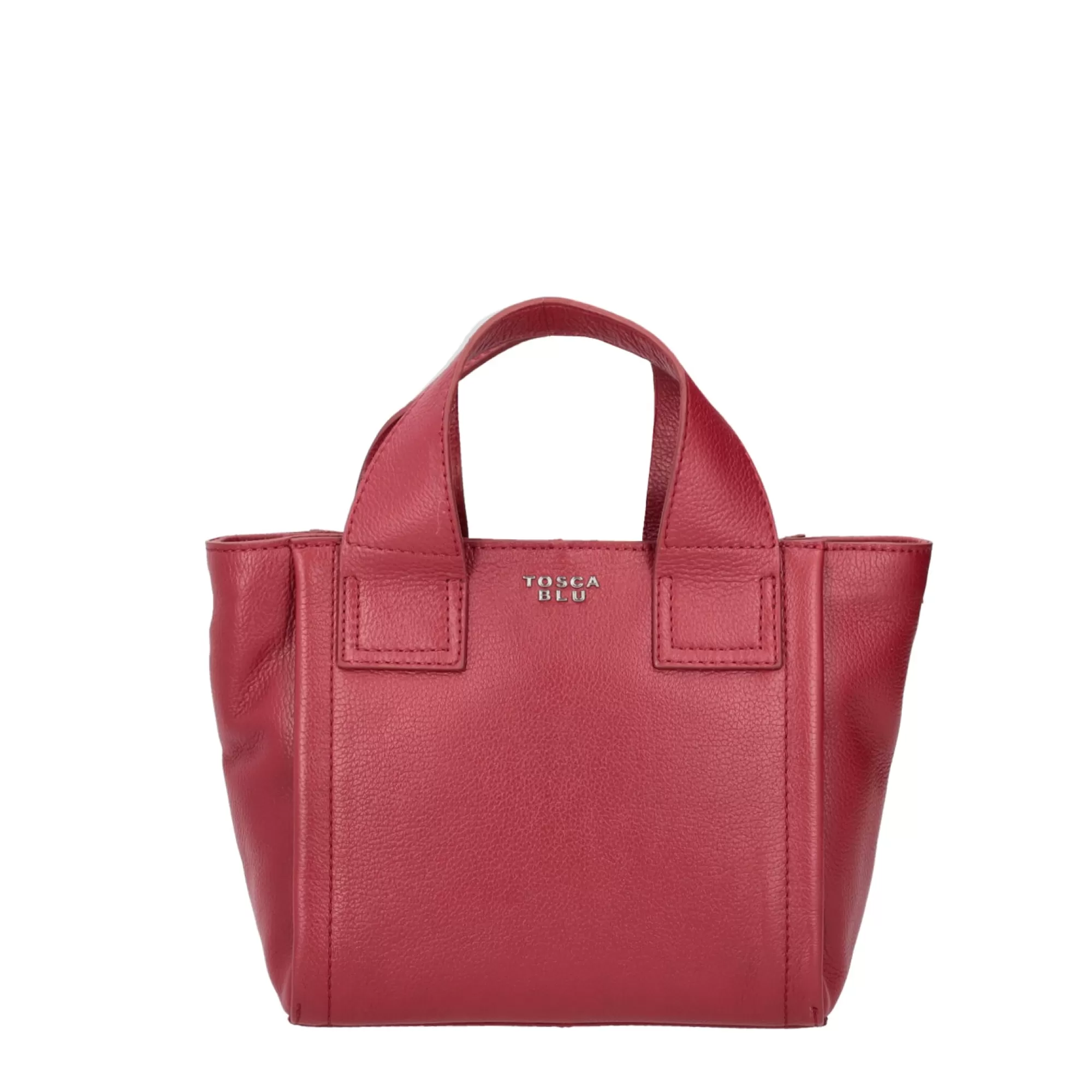 Borse A Mano*Tosca Blu Borsa Piccola "Frappe" Scuro In 100% Pelle Bottalata Rosso