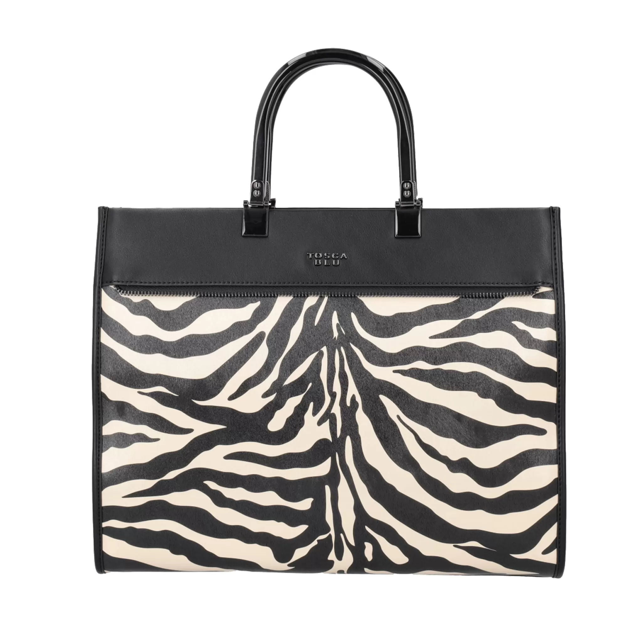 Shopping Bag*Tosca Blu Borsa Shopping "Zebra" Con Tracolla Nero