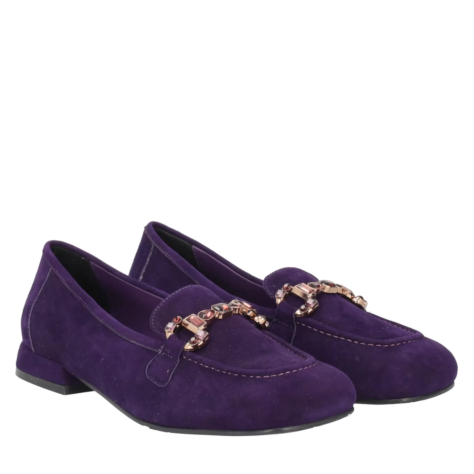 Mocassini*Tosca Blu Mocassino "Audrey" In Camoscio Con Punta Quadra Viola