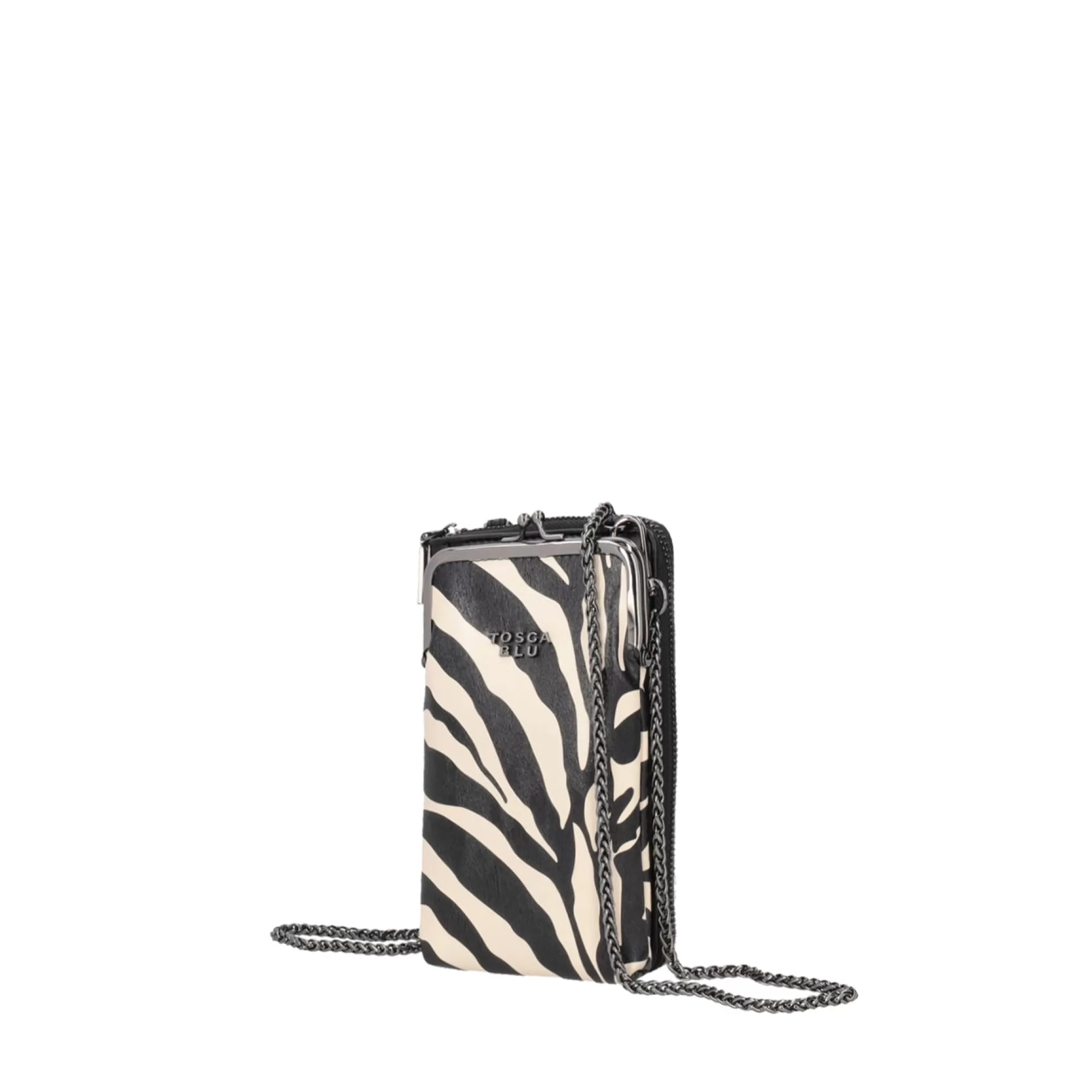 Borse A Tracolla*Tosca Blu Porta Cellulare "Zebra" Con Catena Metallica Removibile Nero