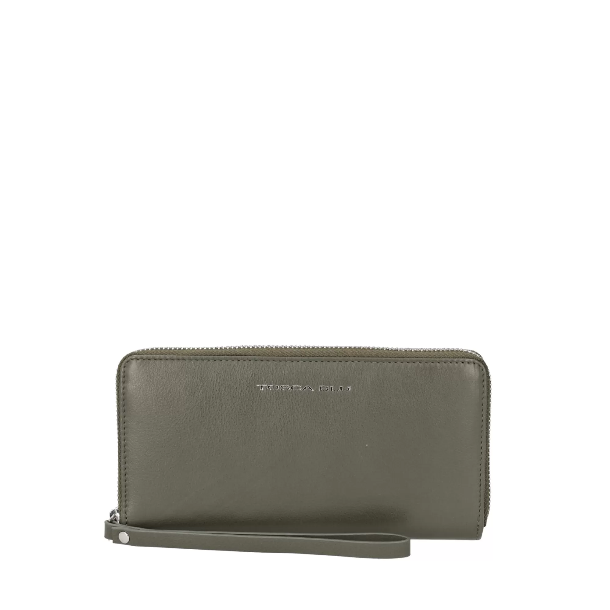 Portafogli E Portachiavi*Tosca Blu Portafoglio Grande "Basic Wallet" In Vera Pelle Verde