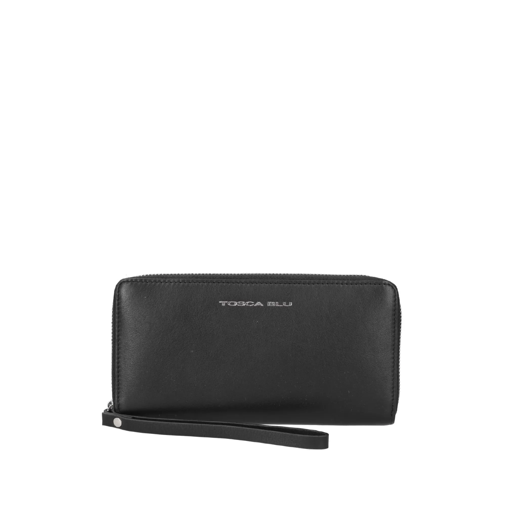 Portafogli E Portachiavi*Tosca Blu Portafoglio Grande "Basic Wallet" In Vera Pelle Nera Nero