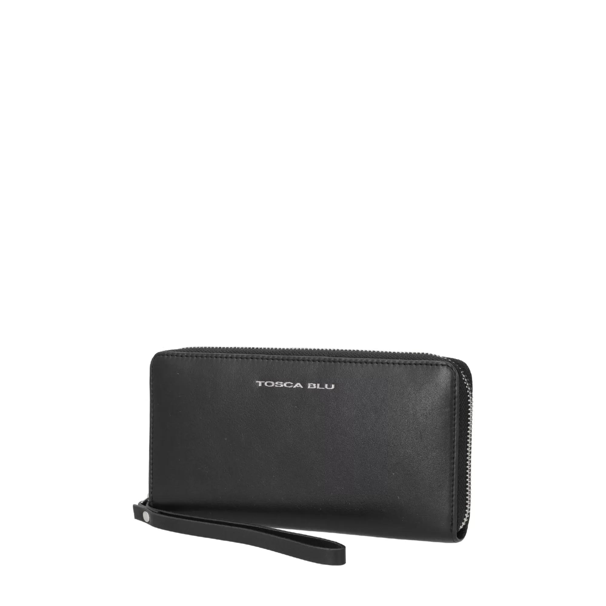 Portafogli E Portachiavi*Tosca Blu Portafoglio Grande "Basic Wallet" In Vera Pelle Nera Nero