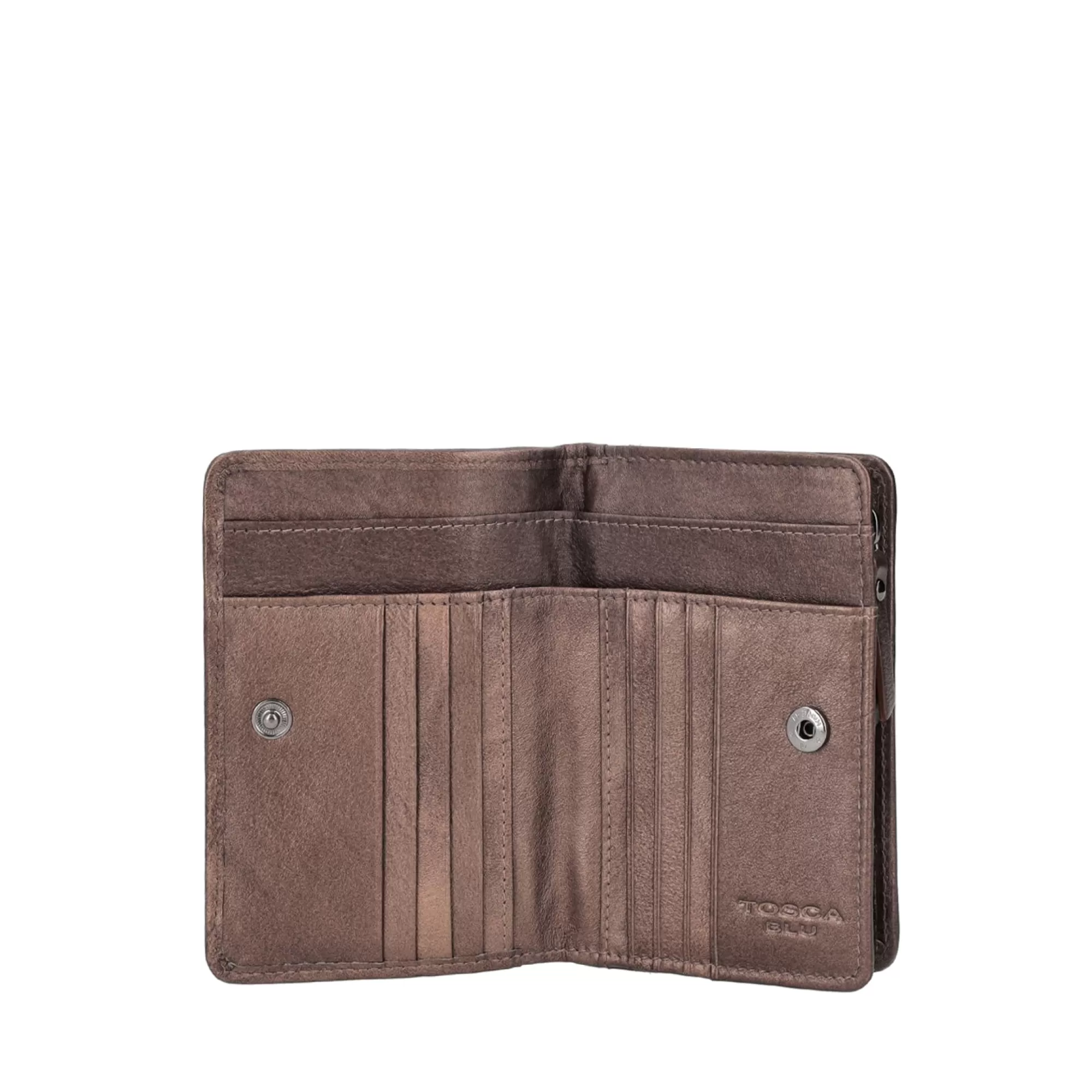 Portafogli E Portachiavi*Tosca Blu Portafoglio Medio "Plisse Wallets" Color Bronzo Marrone