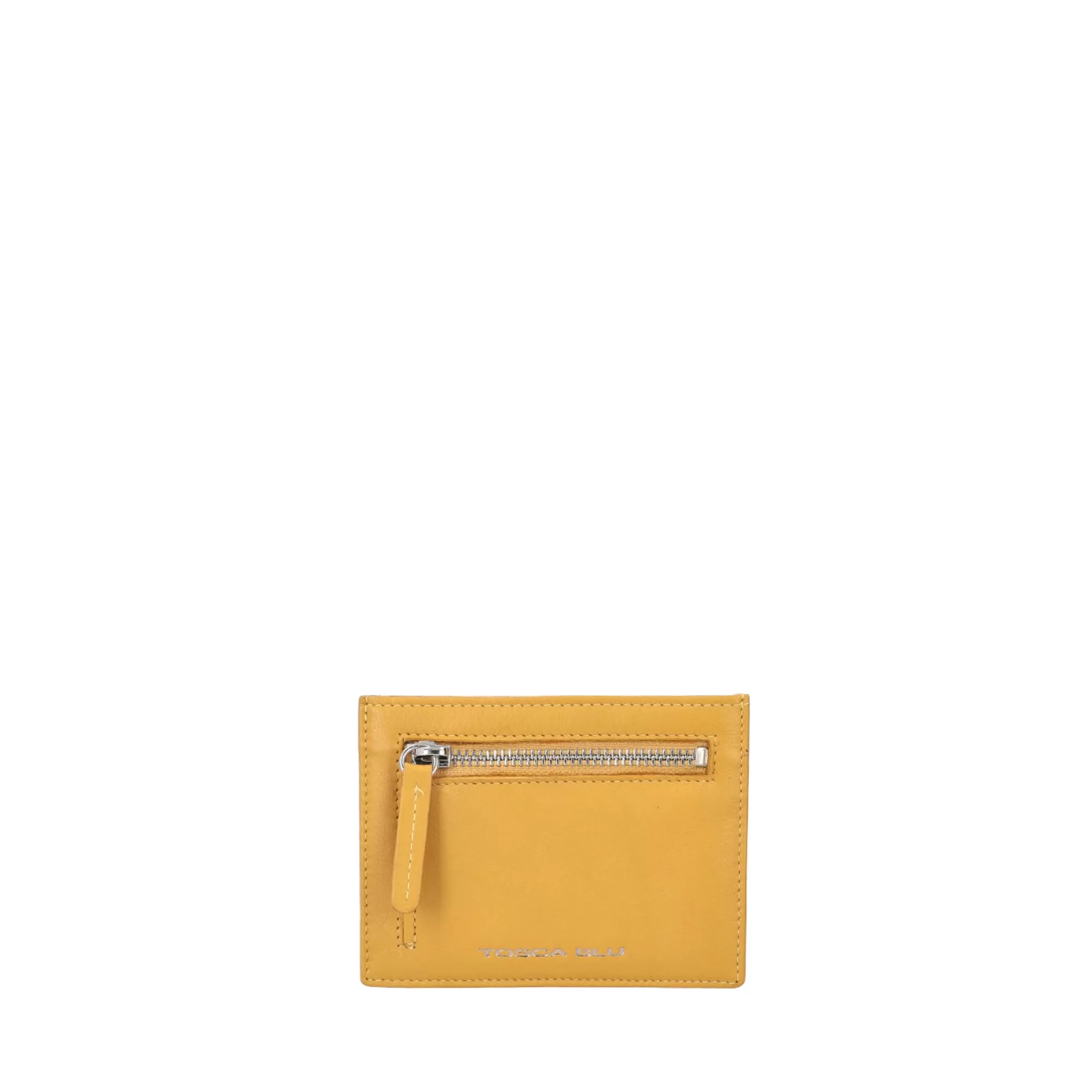 Portafogli E Portachiavi*Tosca Blu Pratico Portatessere "Basic Wallets" In Vera Pelle Giallo