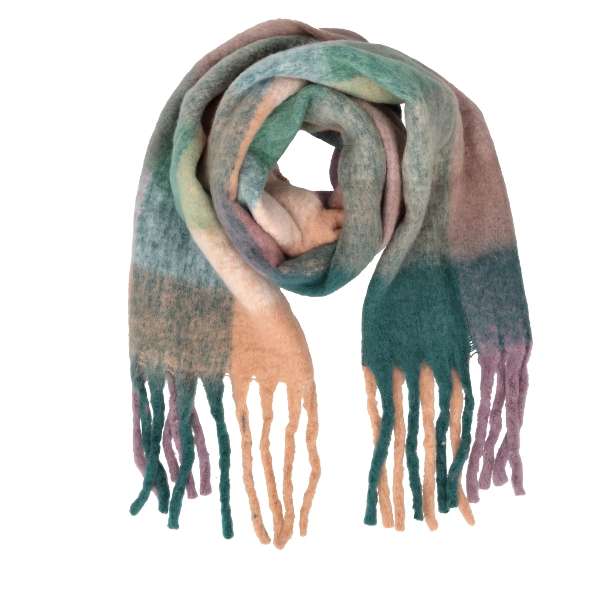 Foulard E Sciarpe*Tosca Blu Sciarpa "Mela" A Quadri Con Frange Naturale