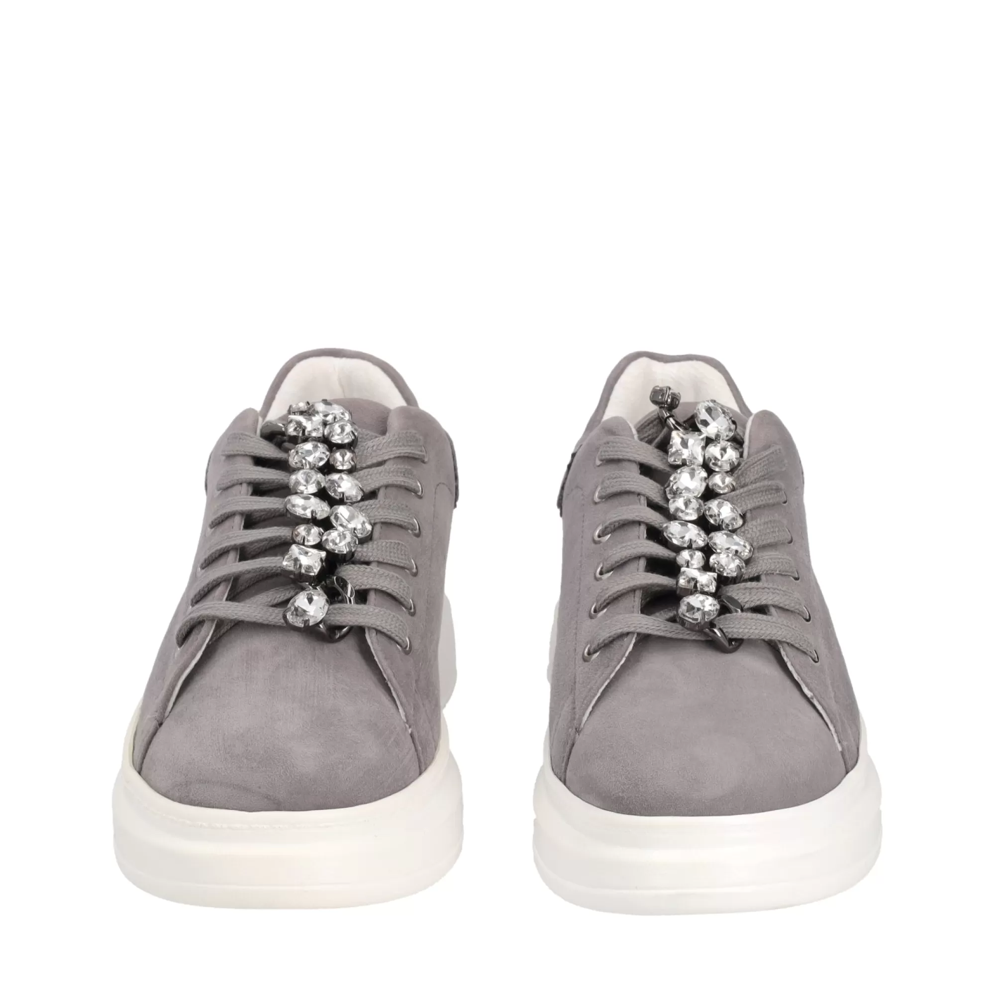 Sneakers*Tosca Blu Sneaker "Blues" Grigia In Pelle Scamosciata Con Catena Gioiello Grigio