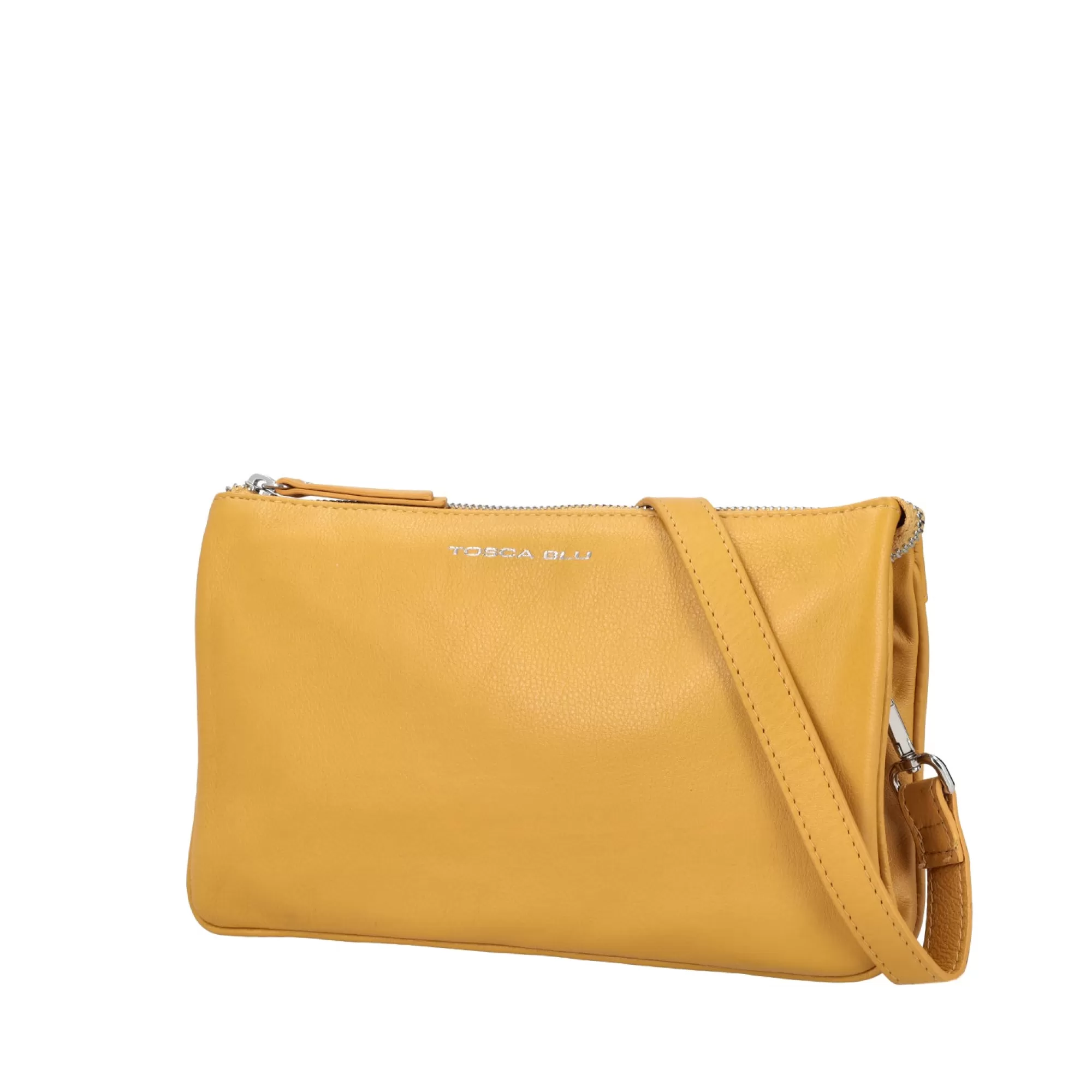 Borse A Tracolla*Tosca Blu Tracolla Multitasche "Basic Wallets" In Vera Pelle Giallo